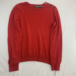 Women’s Polo Lauren Ralph Lauren Sweater 100% Cashmere Red Size Medium